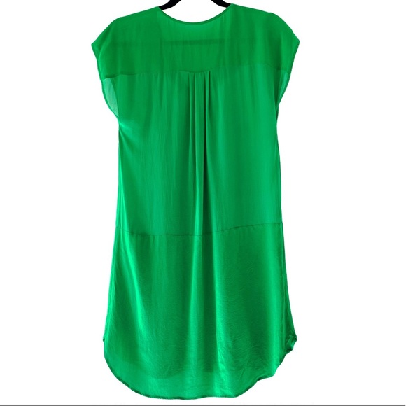 Green Sheer Tunic Button Up Sleeveless Dress S/M - Picture 4 of 16